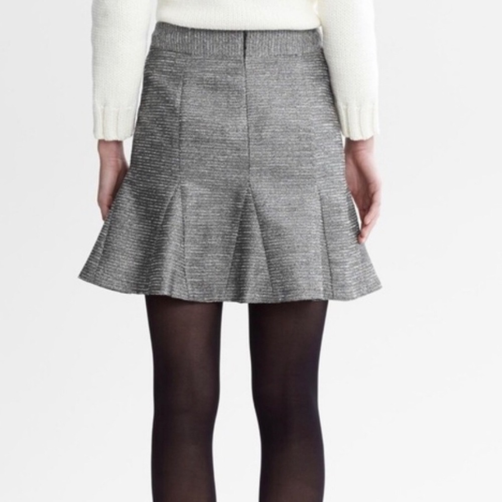 NWT shiny Silver Banana Republic fit and flare mini skirt